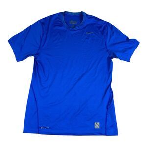 Nike Pro Combat Shirt Mens MED Fitted Blue Mock Base Layer Dri Fit Short Sleeve
